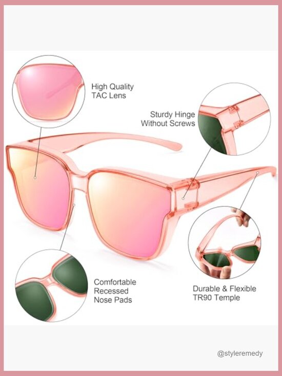 Polarized Fit Over Glasses Sunglasses, UV400 Protection, Square Frame main image 4